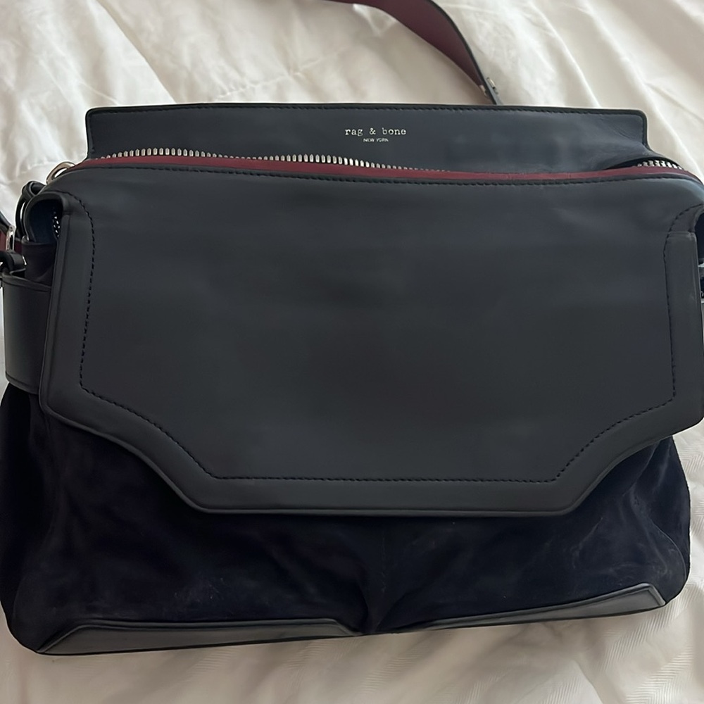 Rag & Bone Small Navy Leather Pilot Satchel, new - Picture 8 of 15
